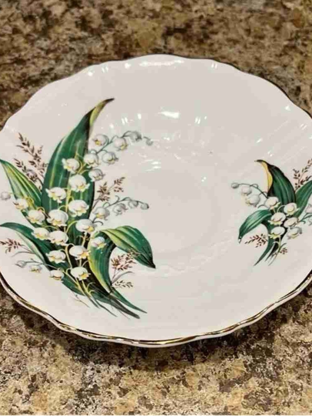 Lily of the Valley Porcelain Decorative Plate in White and Green